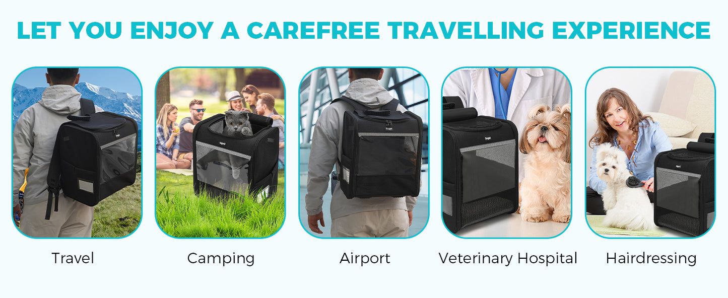 Dogat Pet Backpack XL Breathable Cat/dogs Transporter Up To 10Kg Mesh Window Foldable