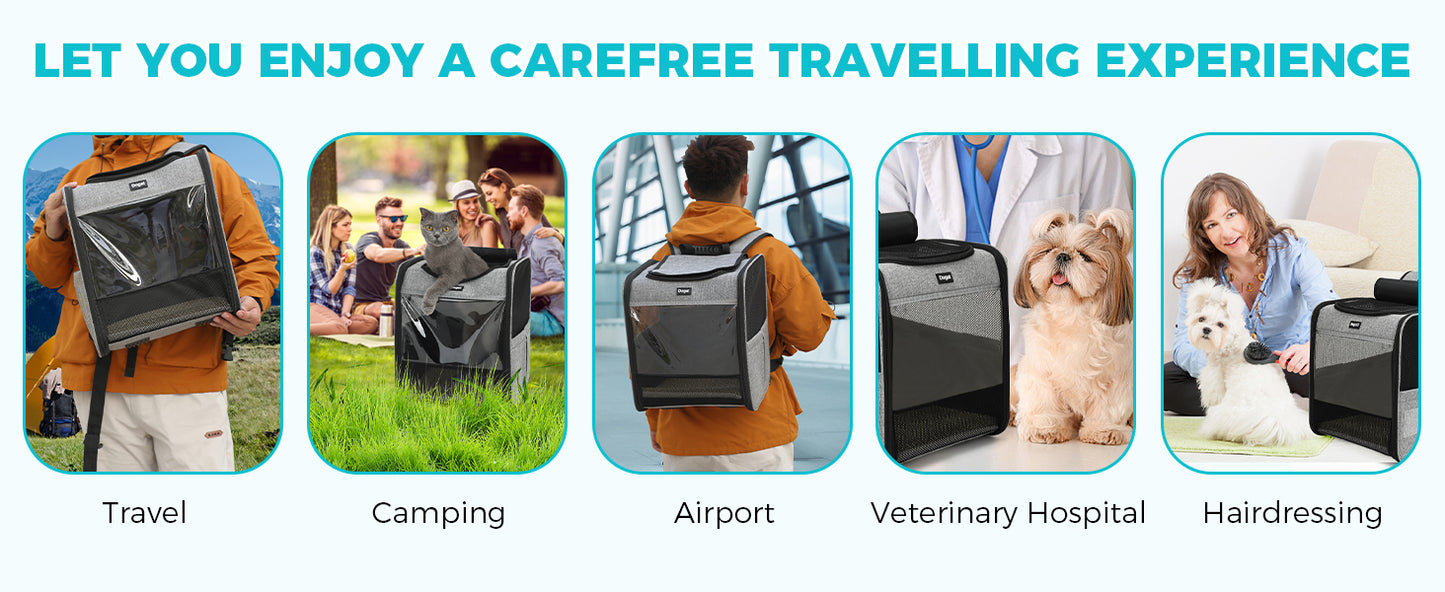 Dogat Pet Backpack XL Breathable Cat/dogs Transporter Up To 10Kg Mesh Window Foldable
