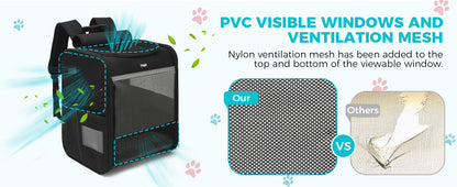 Dogat Pet Backpack XL Breathable Cat/dogs Transporter Up To 10Kg Mesh Window Foldable