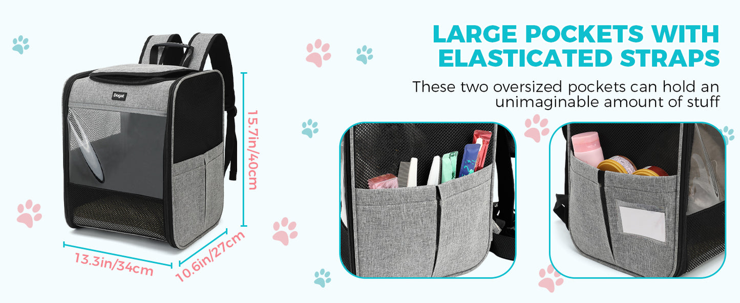 Dogat Pet Backpack XL Breathable Cat/dogs Transporter Up To 10Kg Mesh Window Foldable
