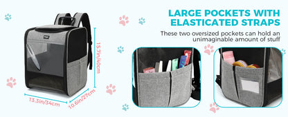 Dogat Pet Backpack XL Breathable Cat/dogs Transporter Up To 10Kg Mesh Window Foldable