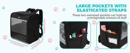 Dogat Pet Backpack XL Breathable Cat/dogs Transporter Up To 10Kg Mesh Window Foldable