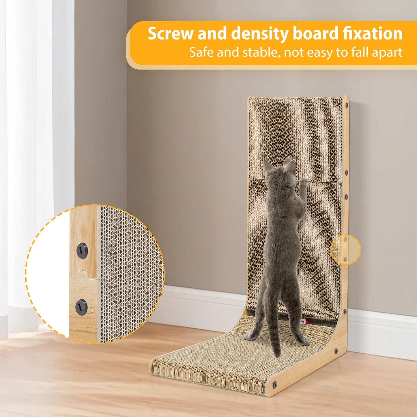 Cat Scratch Board Wall Mounted Mounted Vertical Scratching Board L Shaped Cat Cardboard Scratcher Cat Scratcher Bed with Kitten