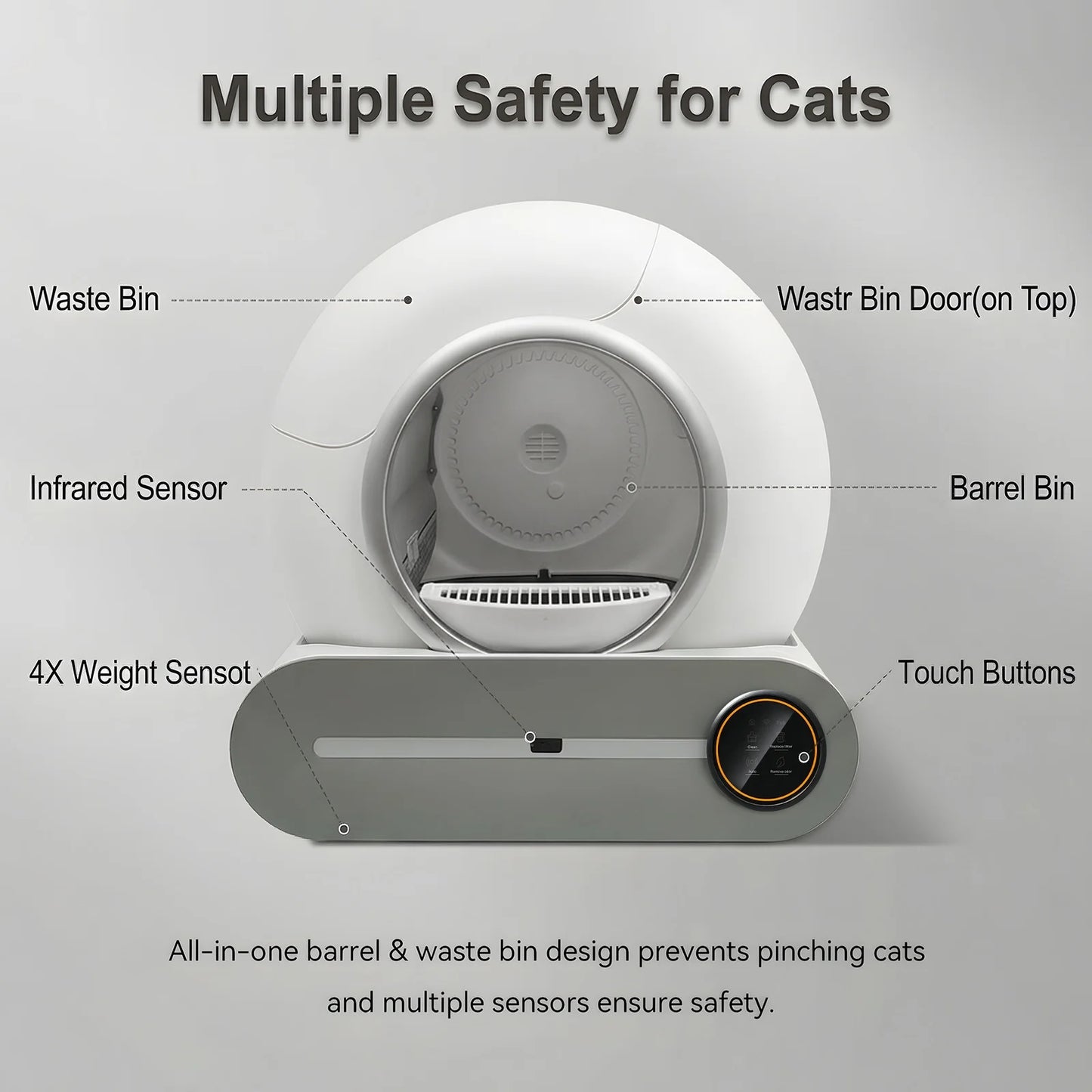 Smart Self-Cleaning Cat Litter Box 65L – WiFi App Control, Odor Removal, Quiet Closed Design for Multi-Cat Homes