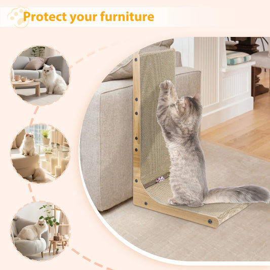 Cat Scratch Board Wall Mounted Mounted Vertical Scratching Board L Shaped Cat Cardboard Scratcher Cat Scratcher Bed with Kitten