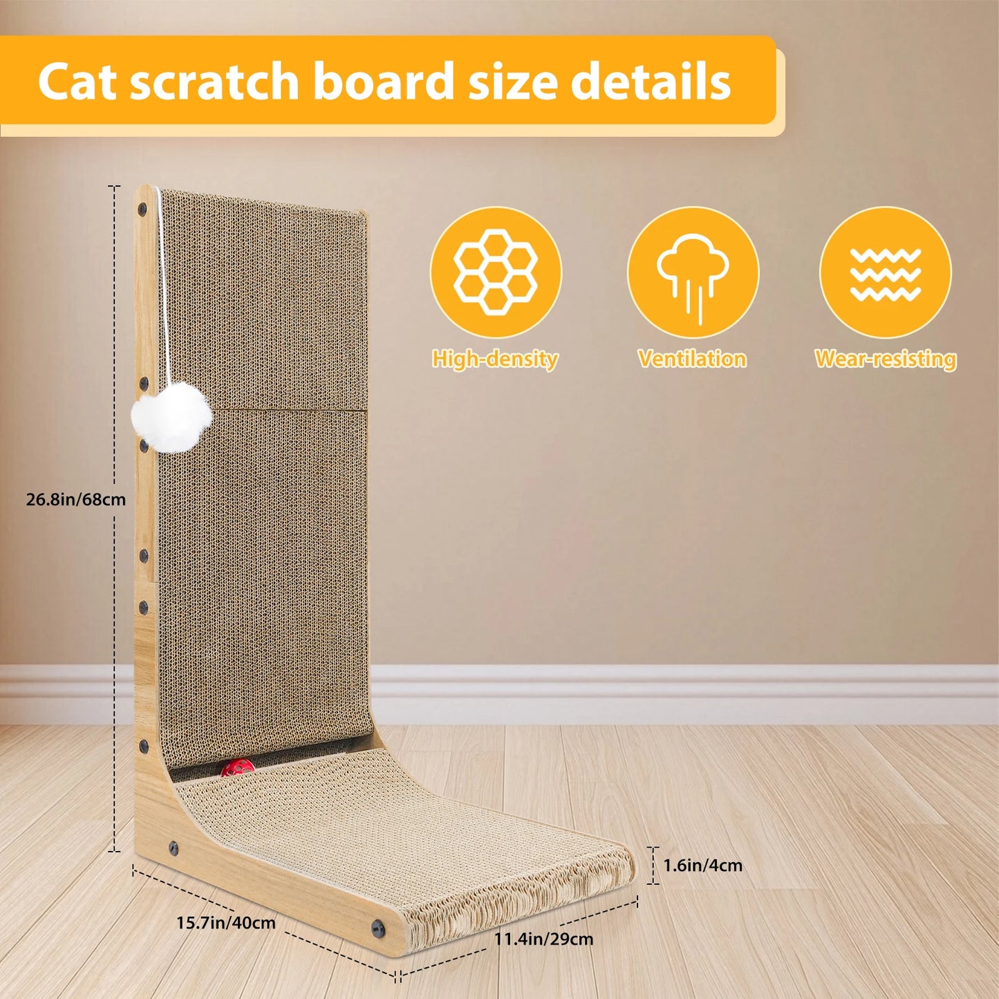 Cat Scratch Board Wall Mounted Mounted Vertical Scratching Board L Shaped Cat Cardboard Scratcher Cat Scratcher Bed with Kitten