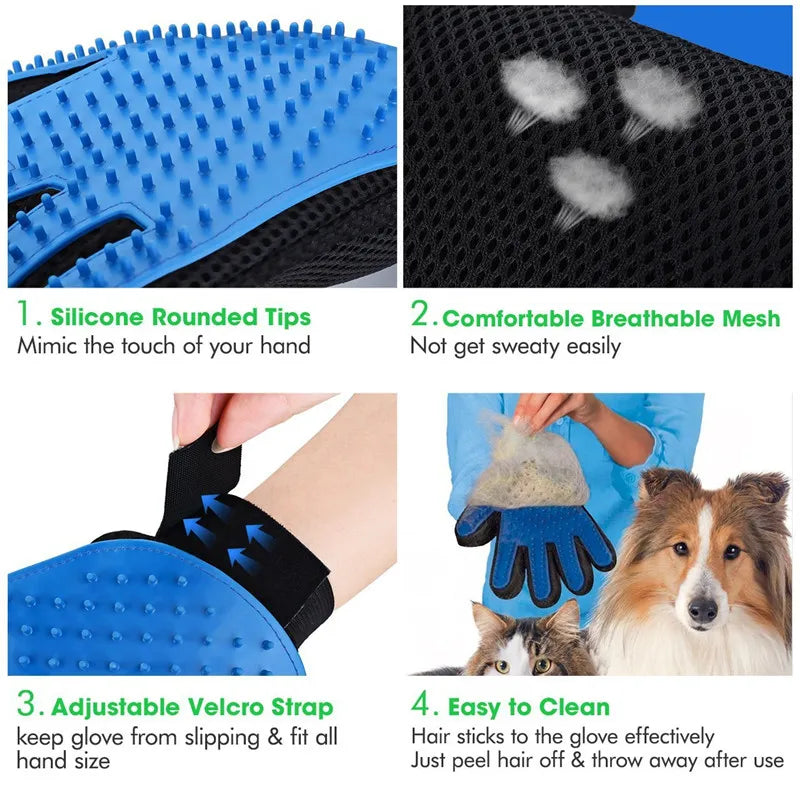 Silicone Pet Grooming Brush & Bath Glove – Massage Comb for Dogs & Cats