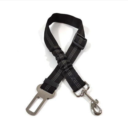 Adjustable Reflective Dog Car Seat Belt Harness – Elastic Shock-Absorbing Travel Safety Strap
