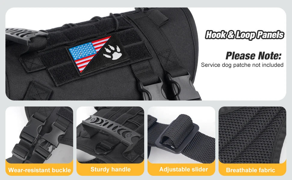 Tactical Dog Harness for Large Dogs – Heavy-Duty Anti-Slip Outdoor Walking Vest