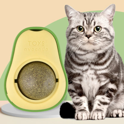 Natural Catnip Wall Ball Toy – Rotating Dental Cleaning & Scratching Toy for Cats