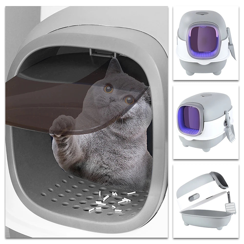 Enclosed Cat Litter Box with Scoop – Dome Design Cat Toilet (40×39×56cm)