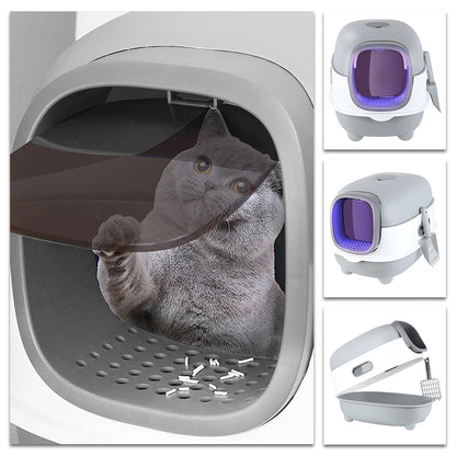 Enclosed Cat Litter Box with Scoop – Dome Design Cat Toilet (40×39×56cm)