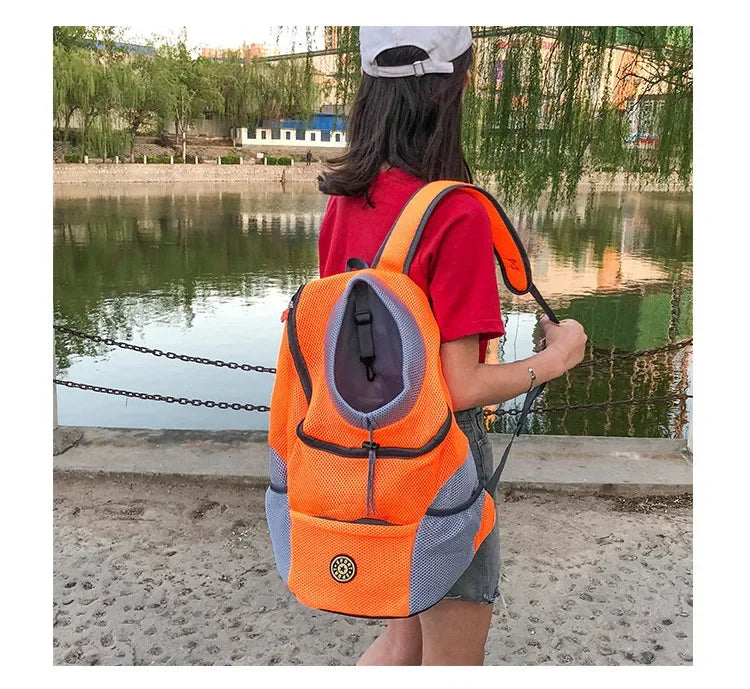 Breathable Pet Carrier Backpack – Adjustable Front Travel Bag with Reflective Strips for Dogs & Cats