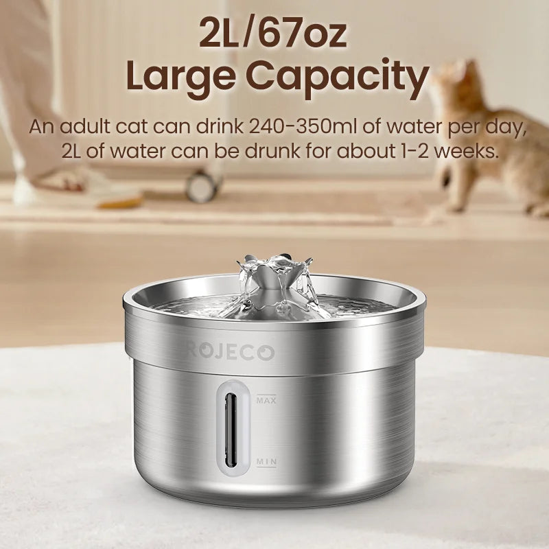 Stainless Steel Automatic Pet Water Fountain for Cats and Dogs, Smart Drinking Water Dispenser for Pets
