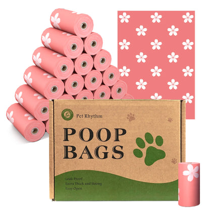 Eco-Friendly Dog Poop Bags with Dispenser – Thick, Leakproof & Floral Scented