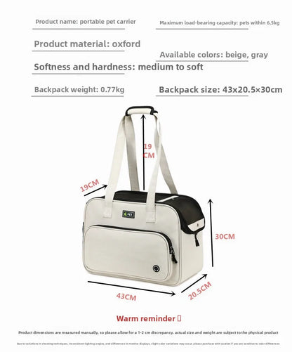 Portable Pet Carrier Bag – Large Capacity Travel Bag for Small Dogs & Cats