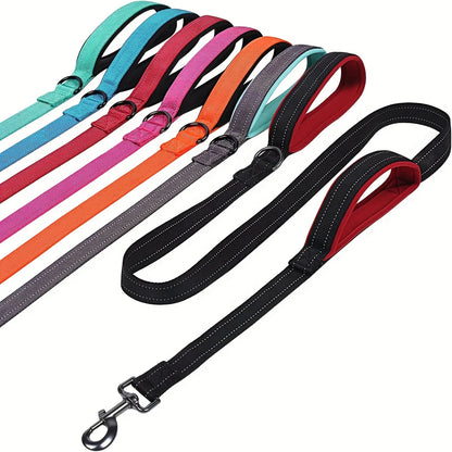 Dual Handle Reflective Dog Leash – Heavy-Duty Safety Lead for Medium & Large Dogs