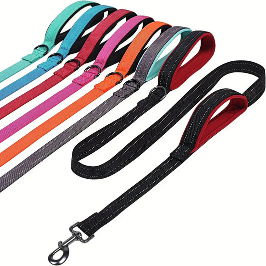 Dual Handle Reflective Dog Leash – Heavy-Duty Safety Lead for Medium & Large Dogs