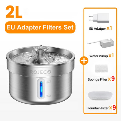 Stainless Steel Automatic Pet Water Fountain for Cats and Dogs, Smart Drinking Water Dispenser for Pets