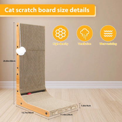 Cat Scratch Board Wall Mounted Mounted Vertical Scratching Board L Shaped Cat Cardboard Scratcher Cat Scratcher Bed with Kitten