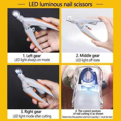 Professional LED Pet Nail Clippers – Precision Grooming Tool for Dogs & Cats