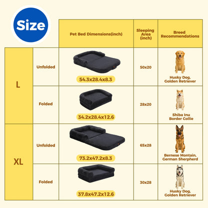 Foldable Plush Dog Sofa Bed – Washable Non-Slip Pet Bed for Large Dogs