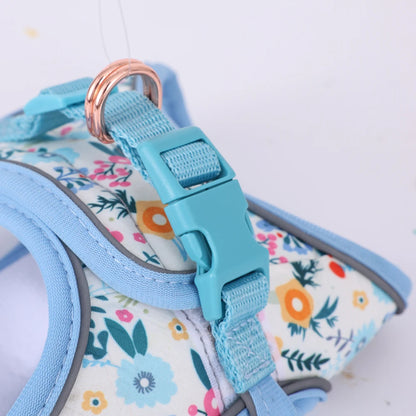 Adjustable Dog & Cat Harness Set – Soft Vest with Leash, Cute Design for Small Pets