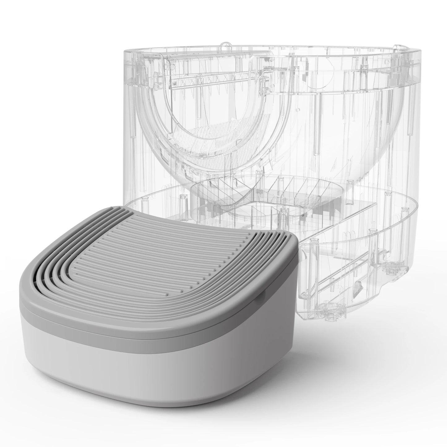Furoomate Automatic Smart Cat Litter Box, self-cleaning design with 11L high-capacity waste bin. Intelligent pet toilet tray, ideal for easy and hygienic cat care.