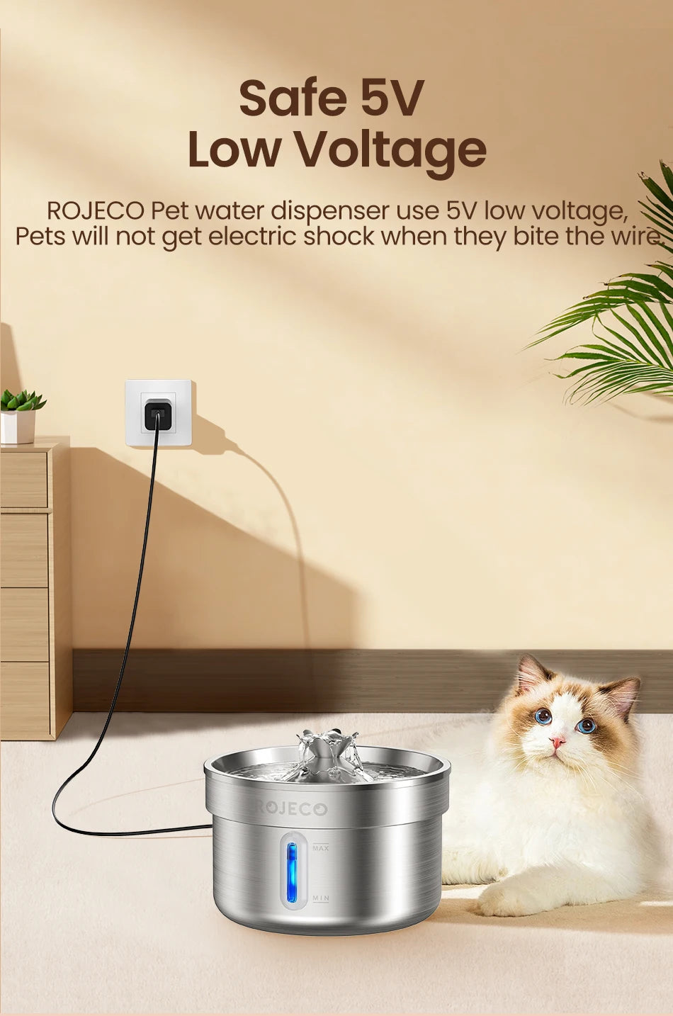 Stainless Steel Automatic Pet Water Fountain for Cats and Dogs, Smart Drinking Water Dispenser for Pets