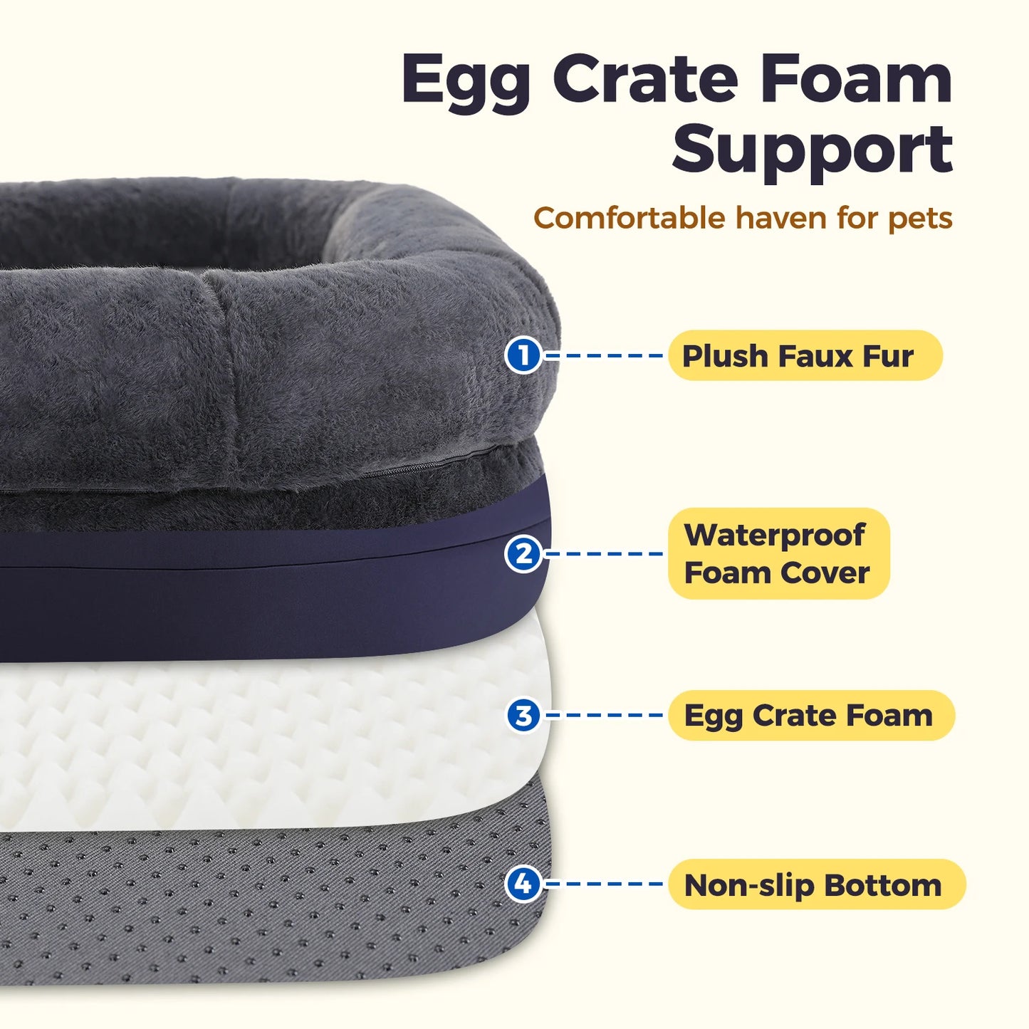Foldable Plush Dog Sofa Bed – Washable Non-Slip Pet Bed for Large Dogs