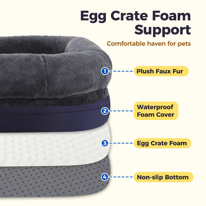 Foldable Plush Dog Sofa Bed – Washable Non-Slip Pet Bed for Large Dogs