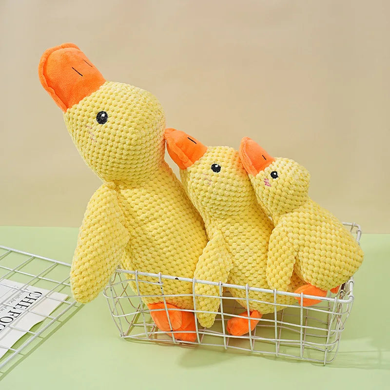 Sleeping Duck Plush Dog Toy – Squeaky Bite-Resistant Chew Toy for Small Dogs