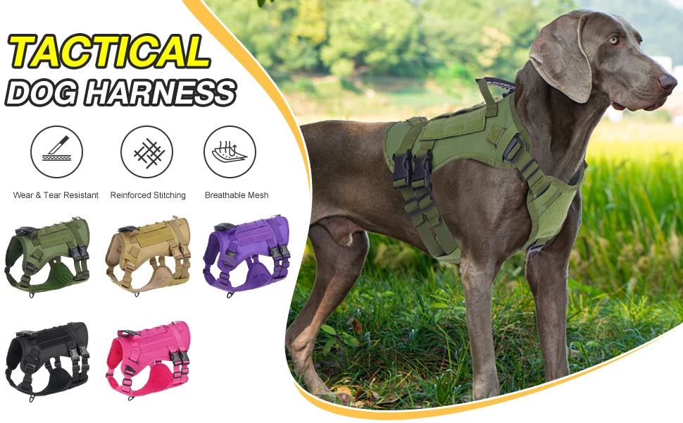 Tactical Dog Harness for Large Dogs – Heavy-Duty Anti-Slip Outdoor Walking Vest