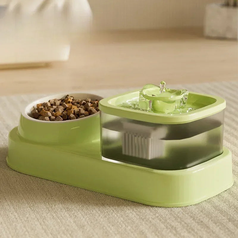 2-in-1 Automatic Pet Water Fountain – USB Powered, Quiet Filtered Drinking Bowl for Cats
