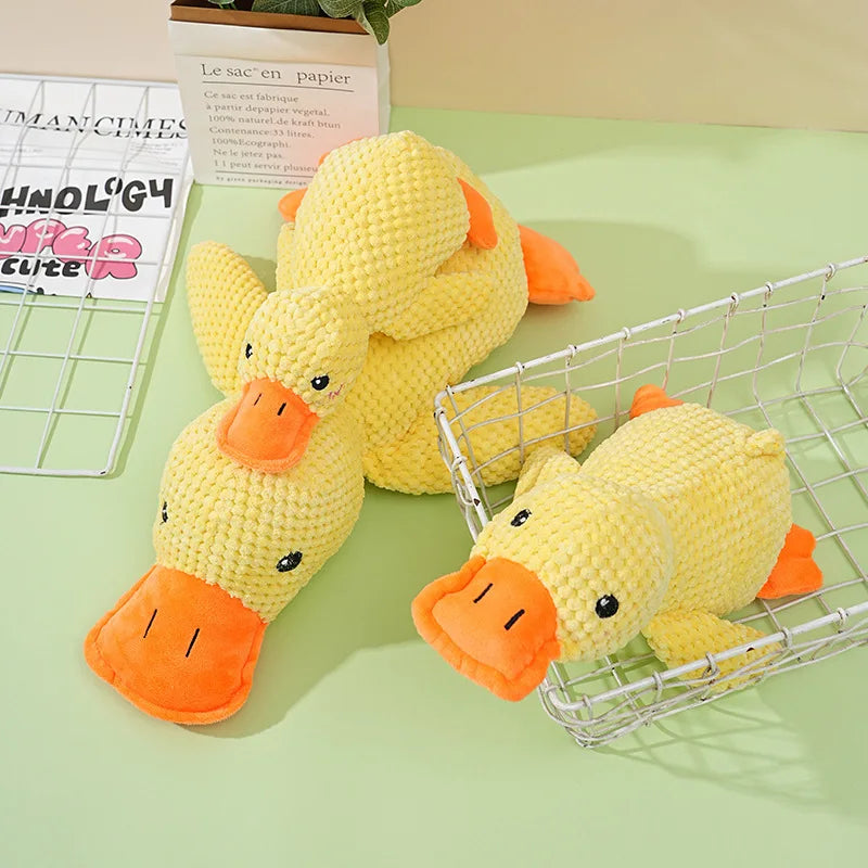 Sleeping Duck Plush Dog Toy – Squeaky Bite-Resistant Chew Toy for Small Dogs