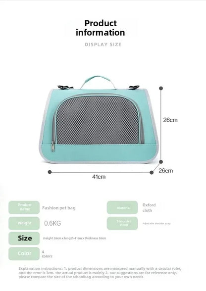 Breathable Pet Travel Bag – Portable Shoulder Carrier for Dogs & Cats, Summer Design