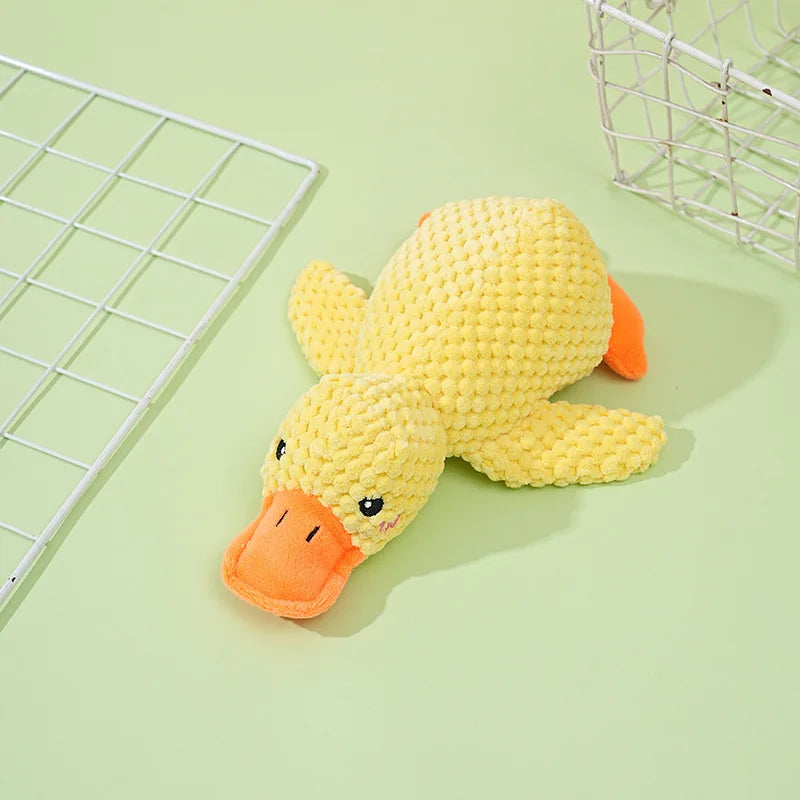 Sleeping Duck Plush Dog Toy – Squeaky Bite-Resistant Chew Toy for Small Dogs