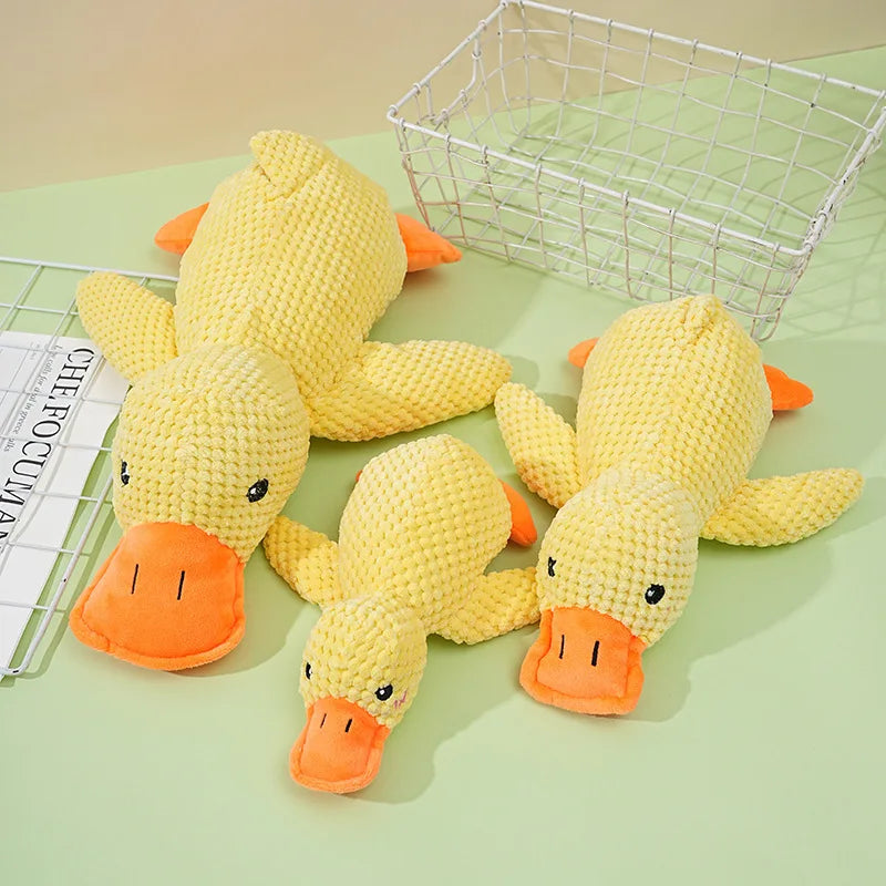 Sleeping Duck Plush Dog Toy – Squeaky Bite-Resistant Chew Toy for Small Dogs