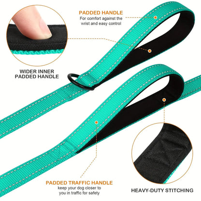 Dual Handle Reflective Dog Leash – Heavy-Duty Safety Lead for Medium & Large Dogs