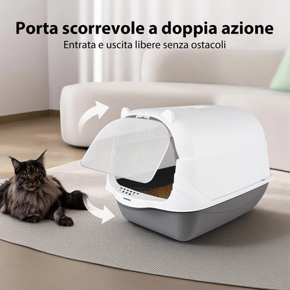 Large Enclosed Cat Litter Box with Flap Door – Detachable Hood, Easy to Clean (51×37×36cm)