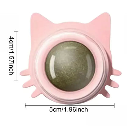 Natural Catnip Wall Toy – Rotating Suction Cup Ball for Dental Care & Play