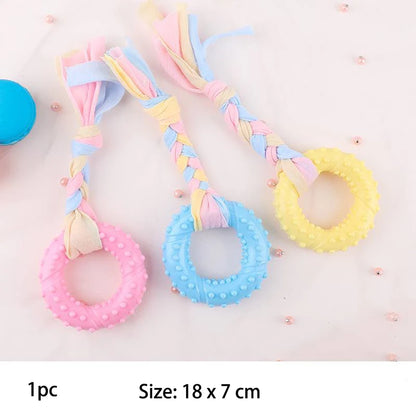 TPR Knot Chew Toy for Small Dogs – Durable Bite-Resistant Dental Cleaning & Training Toy