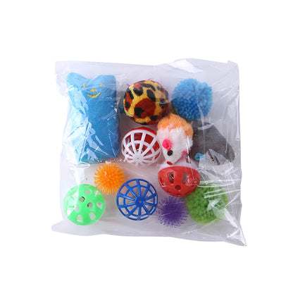 12/20PCS Cat Toy Variety Set – Interactive Kit with Wand, Sisal Mouse, Balls & Bells