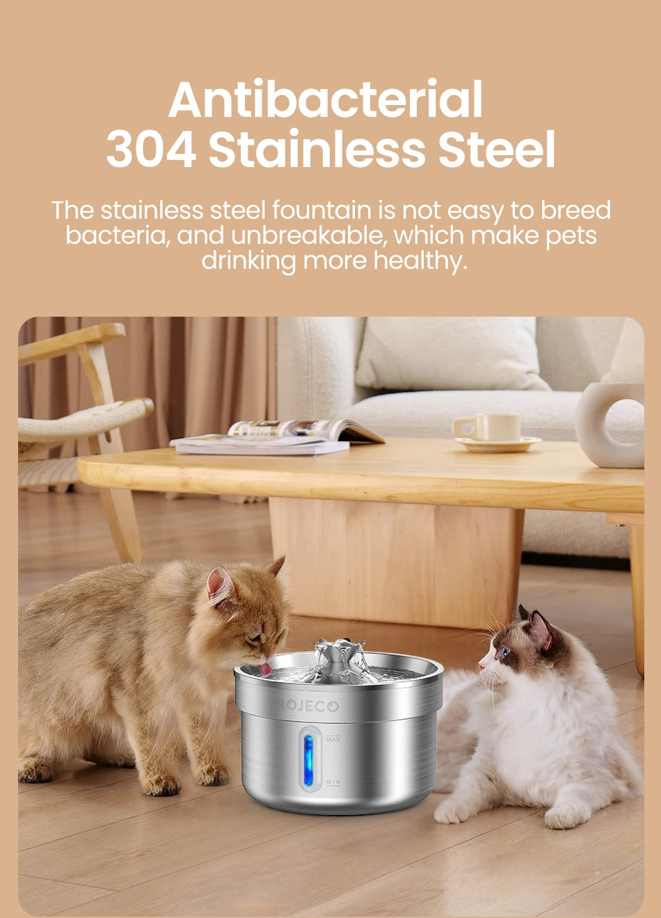 Stainless Steel Automatic Pet Water Fountain for Cats and Dogs, Smart Drinking Water Dispenser for Pets