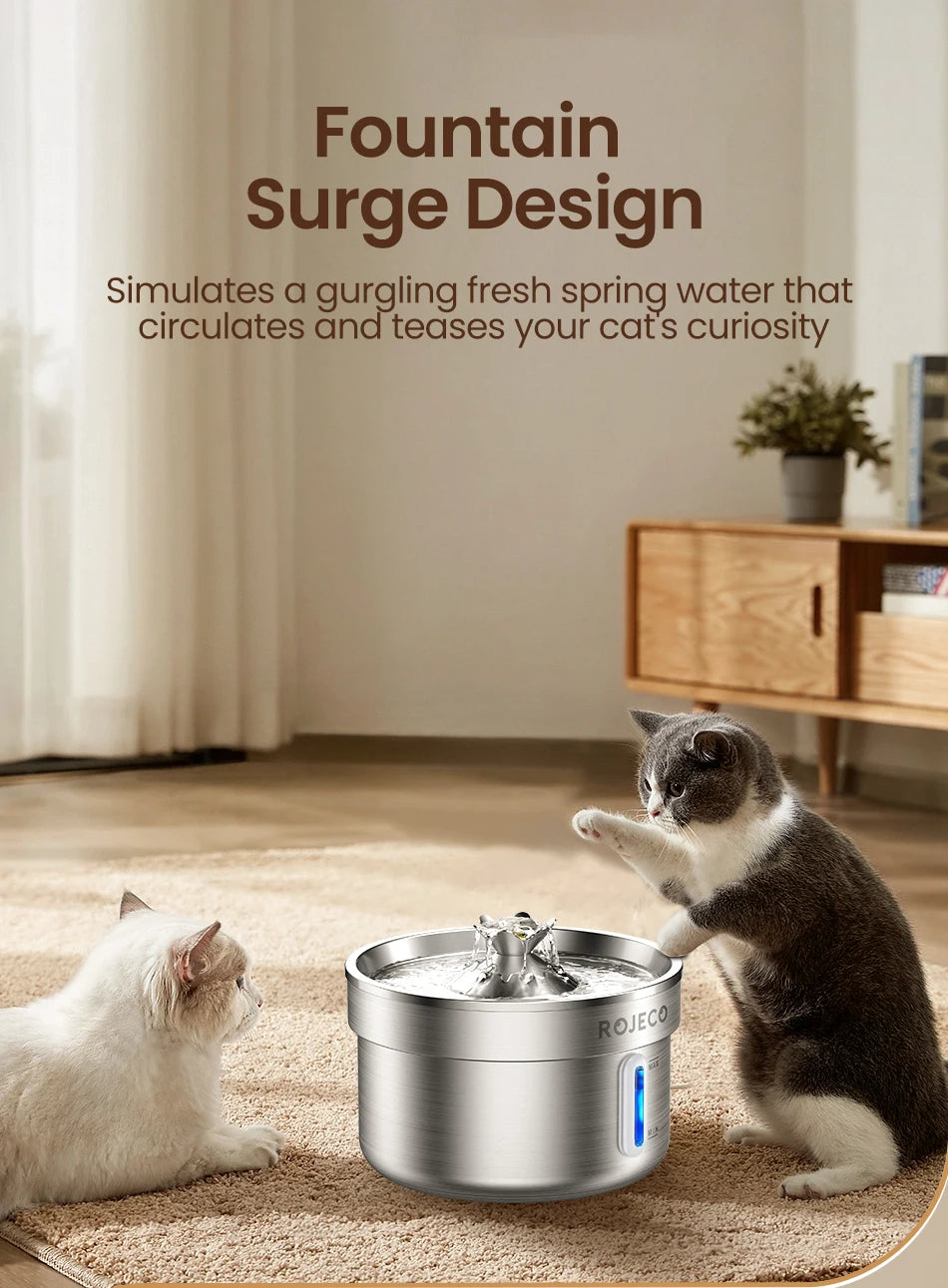 Stainless Steel Automatic Pet Water Fountain for Cats and Dogs, Smart Drinking Water Dispenser for Pets
