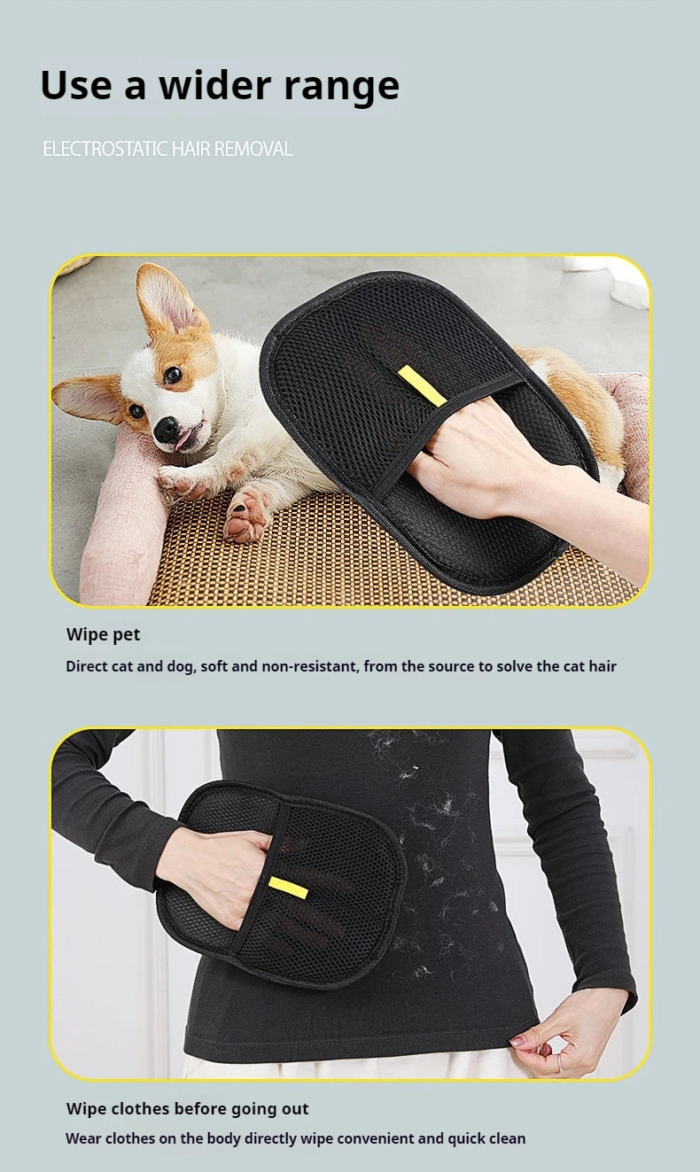 Reusable Pet Hair Remover Gloves – Electrostatic Grooming Brush for Dogs & Cats, Ideal for Clothes & Furniture