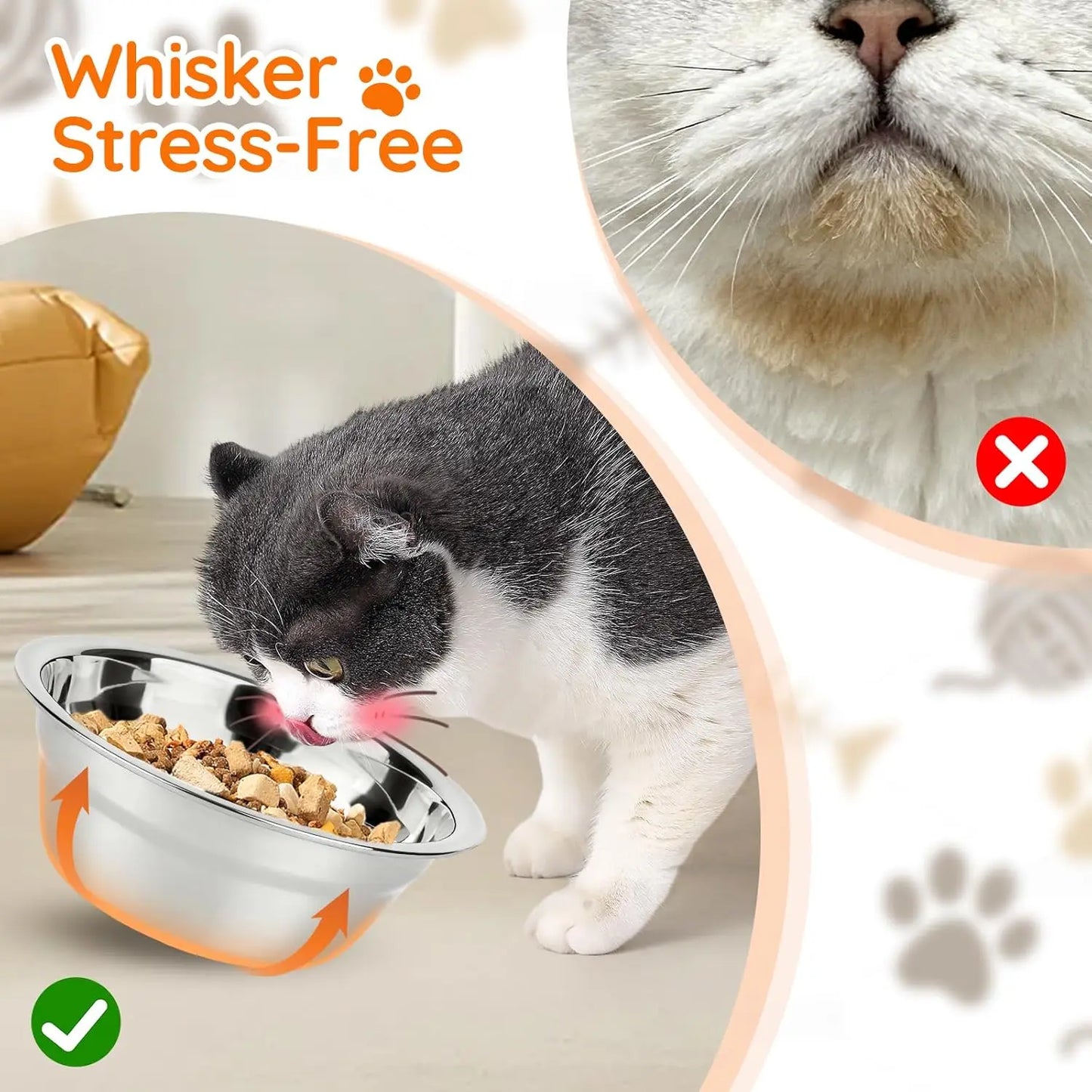 Elevated Cat Bowls with Wooden Stand – 3 Stainless Steel Feeding & Water Bowls for Cats & Puppies