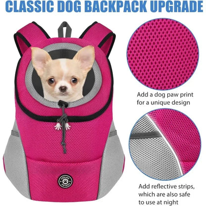 Breathable Pet Carrier Backpack – Adjustable Front Travel Bag with Reflective Strips for Dogs & Cats