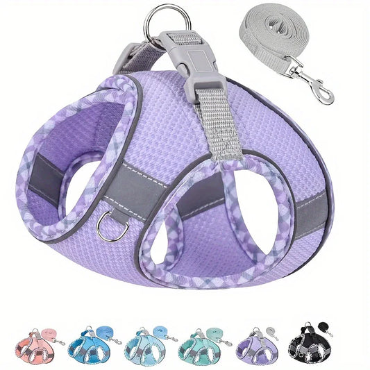Reflective Dog & Cat Harness and Leash Set – Adjustable Vest for Small & Medium Pets (Chihuahua, Yorkie)