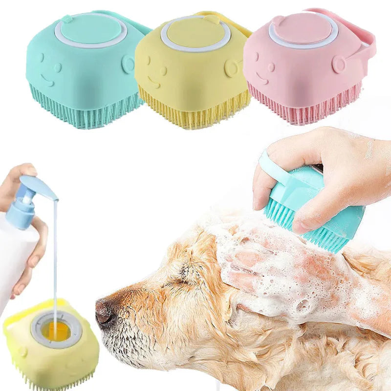 Silicone Pet Bath & Grooming Gloves – Soft Massage Brush for Dogs & Cats